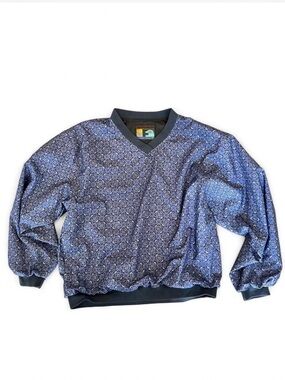 vintage Forrester Outerwear unisex blue patterned pullover windbreaker jacket M
